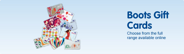 Boots gift cards. Choose from the full range available online.